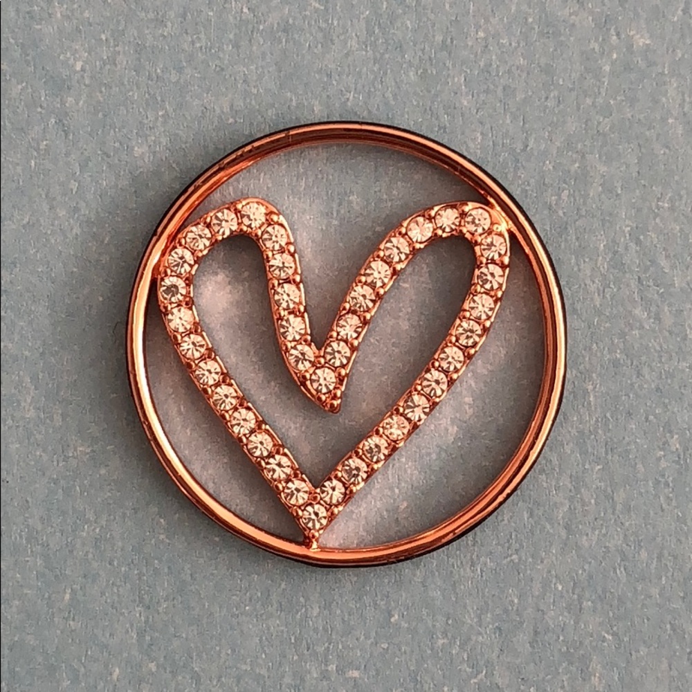 Large ROSE GOLD HEART Origami Owl window plate - Picture 1 of 3